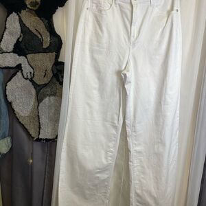 New York & Company High Rise Wide Leg White Jeans Sz 10 Tall NWT
